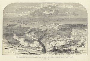 Bombardeo de Sebastopol por los ejércitos y flotas aliados británicos y franceses, 17 de octubre de 1854 de English School