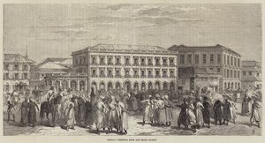 Bombay, Banco Oriental y Mercado de Acciones (grabado) de English School