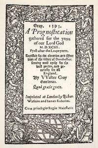 Borde con el globo en la base, una Prognosticación por Walter Gray, impreso por Watkins y Roberts, 1593 de English School