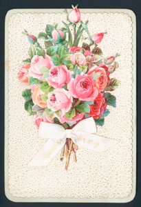 Ramo de rosas rosadas, tarjeta de Navidad