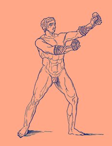 Boxeador, ilustración para Olympia por Adolf Boetticher, 1886 (imagen mejorada digitalmente) de English School