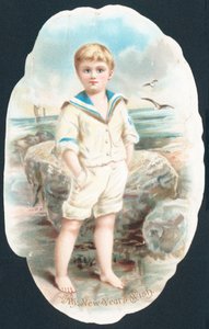 Niño chapoteando en el mar de English School