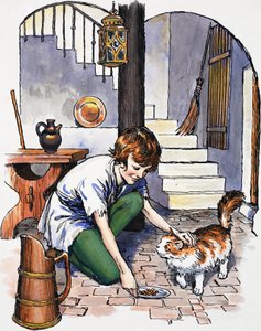 Niño con gato de English School