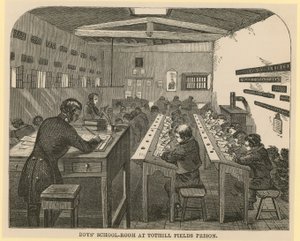Sala de escuela de niños en la Prisión de Tothill Fields de English School