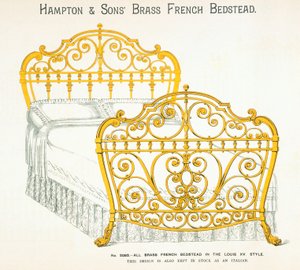 Cama de Latón Francesa del Catálogo de Muebles de Hampton and Sons, 1902 de English School