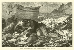 El cuerpo valiente de Allen Gardiner junto a su bote de English School
