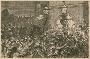 Motín del pan en la entrada de la Cámara de los Comunes, 1815 de English School