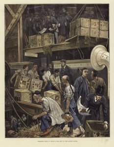 Descargando a granel en un barco de té