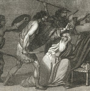 Brennus y sus tropas matando a los venerables (grabado)