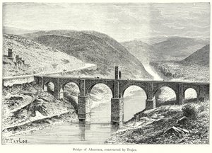 Puente de Alcántara, construido por Trajano (grabado) de English School