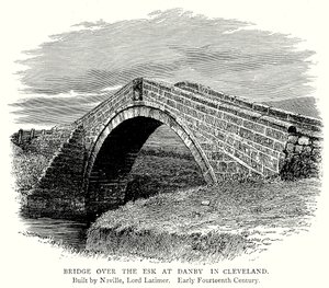 Puente sobre el Esk en Danby, Cleveland (grabado) de English School