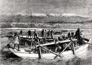 Cruzando el río Kabul en Jellalabad de English School