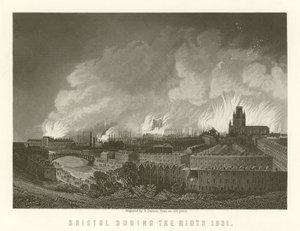 Bristol durante los disturbios de 1831 de English School