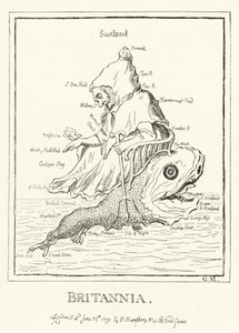 Britannia, mapa de Inglaterra (grabado) de English School