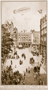 Dirigible británico sobre Leicester Square, 22 de septiembre de 1914, 1914-19 de English School