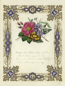 Tarjeta de San Valentín británica con imagen de flores de English School