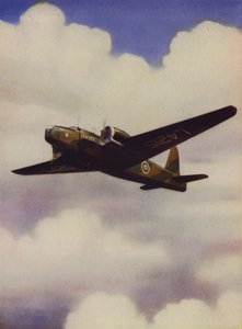 Bombardero medio británico Vickers Wellington en vuelo de English School