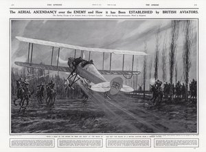 Avión británico escapando de una patrulla alemana, Primera Guerra Mundial, Bélgica de English School