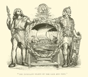 Britano y romano, Bretaña, la isla inviolada del sabio y libre (grabado) de English School