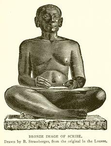 Imagen de bronce de un escriba (grabado) de English School