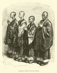 Sacerdote budista y sus alumnos de English School