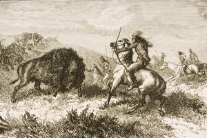 Caza de Búfalos en las Grandes Llanuras entre St. Louis y Denver, c.1870, de 