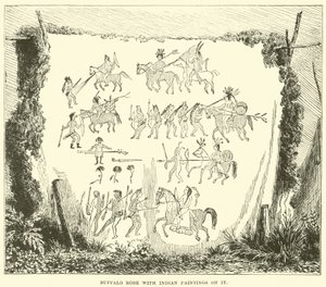 Manto de búfalo con pinturas indias