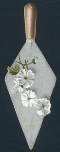 Paleta de albañil y flores, tarjeta de Navidad