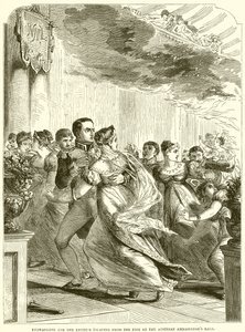 Bonaparte y la Emperatriz escapando del incendio en el baile del embajador austríaco de English School