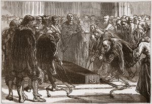 Entierro de Lutero en la Schloss-Kirk, Wittemberg, ilustración de La Historia del Protestantismo de James Aitken Wylie, pub. 1878 de English School