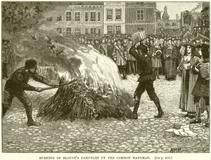 Quema del panfleto de Blount por el verdugo común de English School