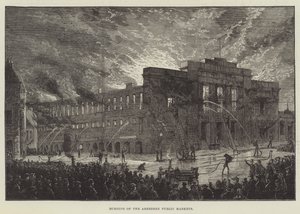 Incendio de los mercados públicos de Aberdeen (grabado) de English School