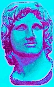 Busto de Alejandro Magno, del Museo Británico, estatua en el Vaticano, ilustración de la Historia de Roma de Victor Duruy, publicada en 1884