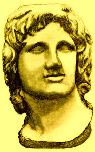 Busto de Alejandro Magno, del Museo Británico, estatua en el Vaticano, ilustración de la Historia de Roma de Victor Duruy, publicada en 1884 de English School