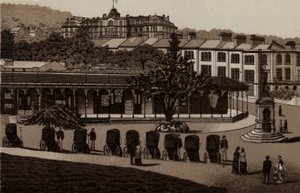 Buxton: Baños Termales y Columnata (litografía) de English School