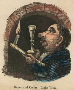 Comprador y bodega; caricatura