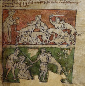 CCA-LitMs/D/10 fol. 6r Perro, del Bestiario de English School