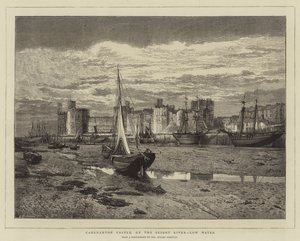 Castillo de Caernarvon, en el río Seiont, marea baja (grabado)