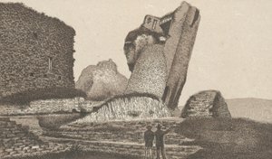 Castillo de Caerphilly, torre inclinada (lito) de English School