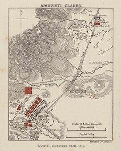 César, Guerra de las Galias: Clados Ariovisti (litografía) de English School