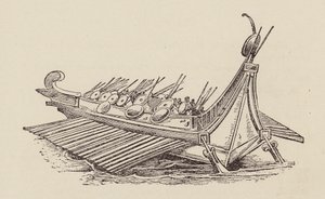 César, Guerra de las Galias: buque de guerra romano (litografía) de English School