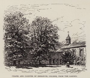 Cambridge: Capilla y Claustro del Emmanuel College, desde el jardín de English School