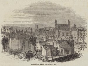 Cambridge, desde Castle Hill (grabado) de English School