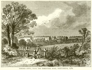 Camden Town, desde Hampstead Road, Marylebone, 1780