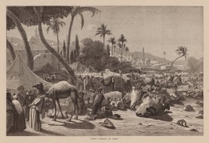 Mercado de camellos en El Cairo (grabado) de English School
