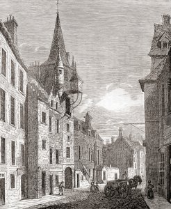 Canongate Jail, Edimburgo, Escocia, de Old England: A Pictorial Museum, pub. 1847 de English School