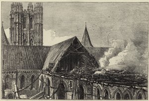 La catedral de Canterbury después del reciente incendio de English School