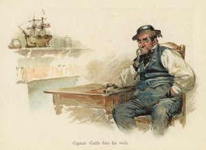 El capitán Cuttle se muerde las uñas (cromolito) de English School