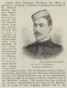 Capitán J S Nicholson, a cargo en Buluwayo (grabado) de English School