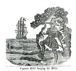 El Capitán Kidd enterrando su Biblia, ilustración de 